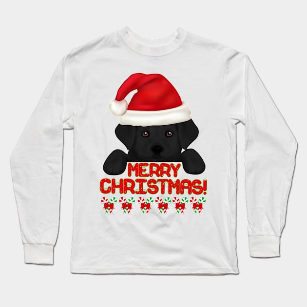 Merry Christmas Black Labrador Retriever Puppy! Especially for Lab owners! Long Sleeve T-Shirt by rs-designs